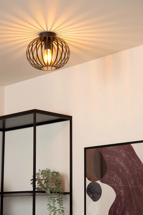 Lucide MANUELA - Plafonnière - Ø 25 cm - 1xE27 - Zwart - sfeer 1